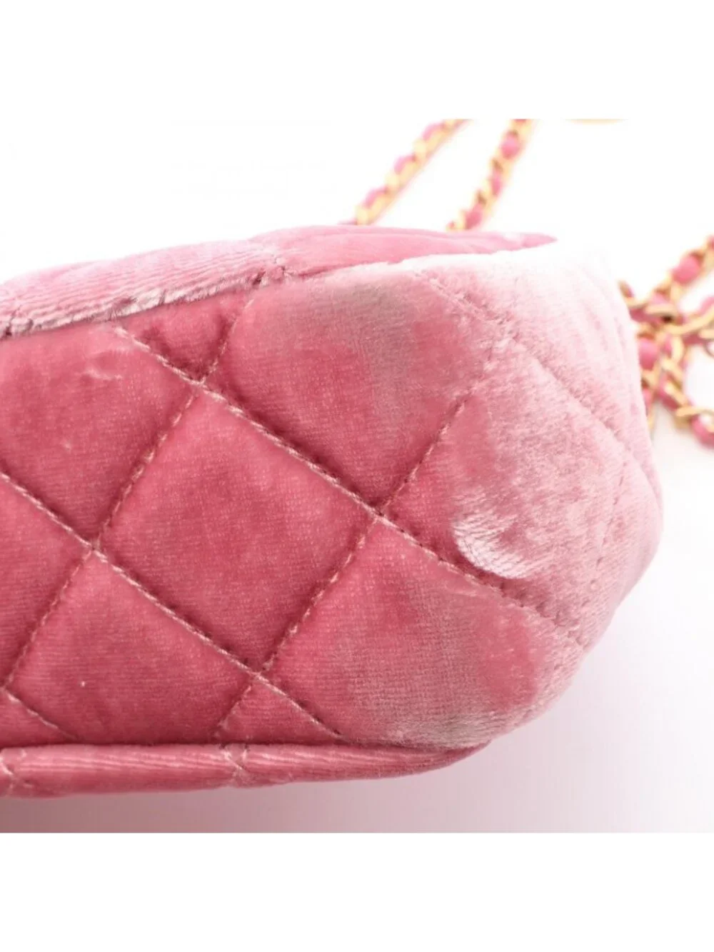 Chanel Shoulder Bag Quilted Small Hobo Pink Fabric Leather